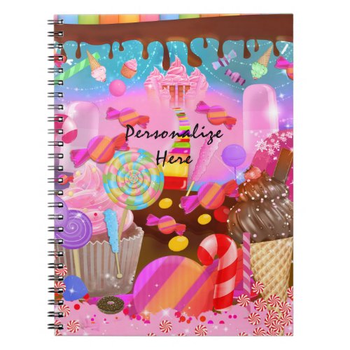 Candy Land Fantasy Cupcakes  Sweet Candy Theme Notebook