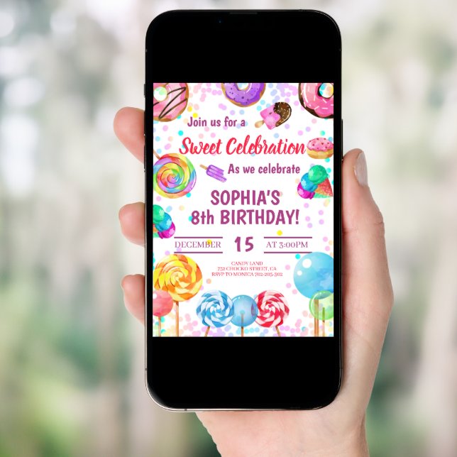 Candy Land Girl Birthday Sweet Celebration Rainbow Invitation (Front Digital)