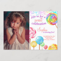 Candy Land Girl Birthday Sweet Lollipops Invitation