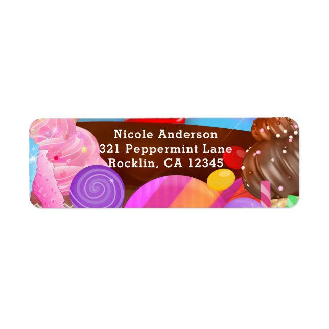 Candy Land Party Fantasy Birthday Flyer Invitation Label (Front)