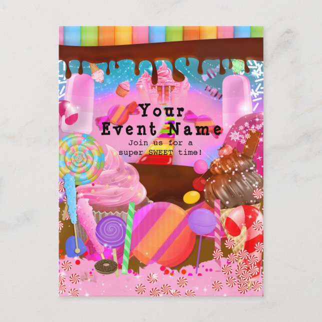Candy Land Party Fantasy Birthday Flyer Invitation Postcard (Front)