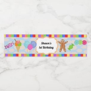 Candy Land Party Water Bottle Label