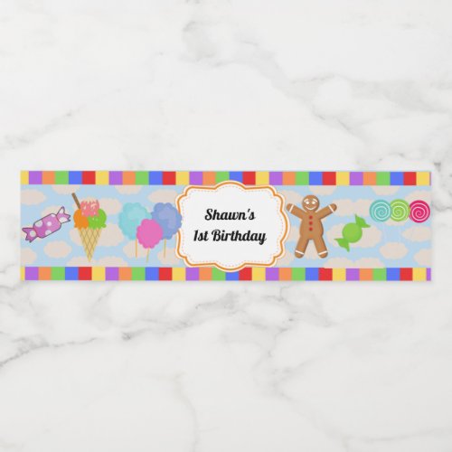 Candy Land Party Water Bottle Label