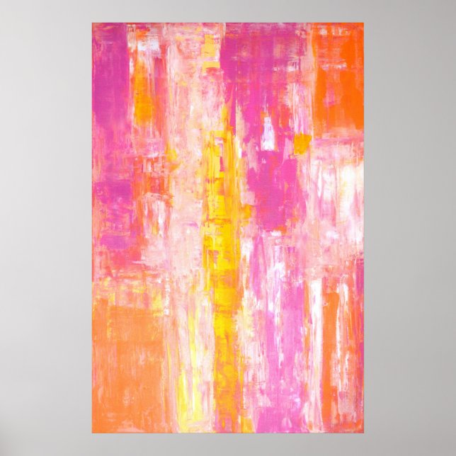 'Candy Land' Pink and Orange Abstract Art Poster (Front)
