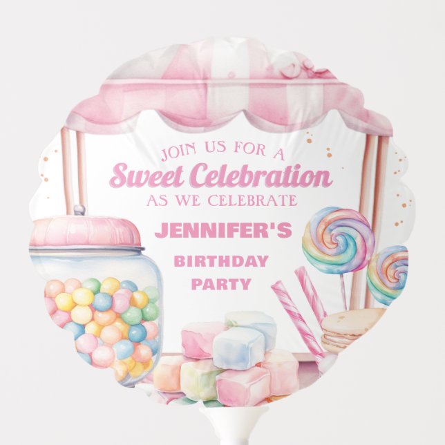 Candy Land Retro Pink Sweets Girl Birthday Party Balloon (Front)