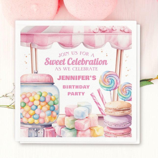 Candy Land Retro Pink Sweets Girls Birthday Party  Napkins (Creator Uploaded)