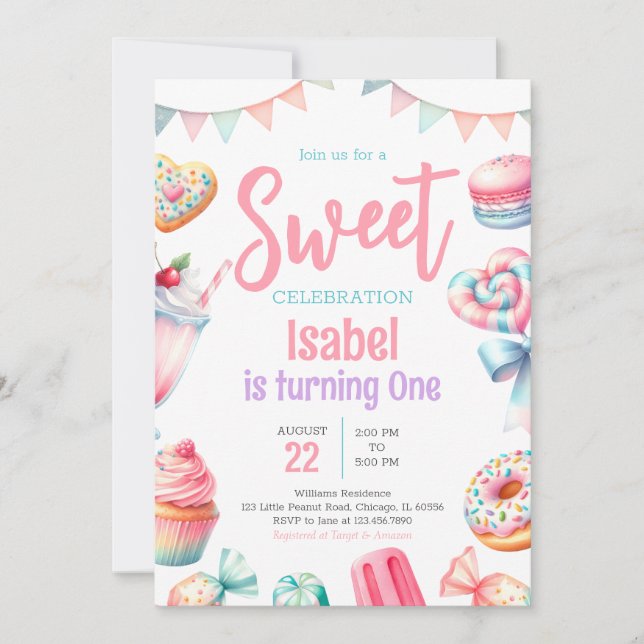 Candy Land Sweet Birthday Invitation (Front)