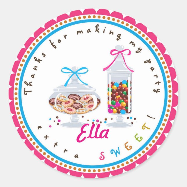 Candy Land Sweet Shop Birthday Favor Stickers (Front)