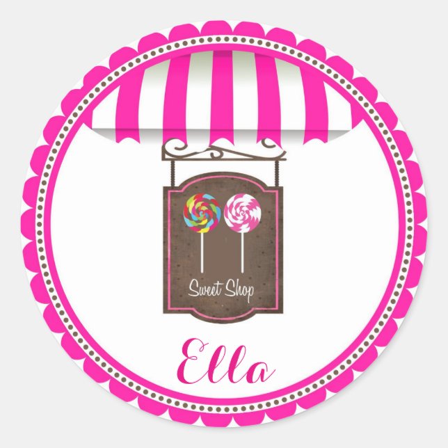 Candy Land Sweet Shop Birthday Favor Stickers (Front)