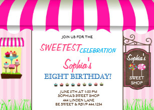 candy shop invitations zazzle