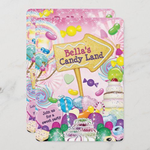 Candy Land Sweetie Birthday Party Invitation