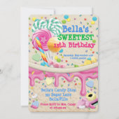 Candy Land Sweetie Birthday Party Invitation (Back)