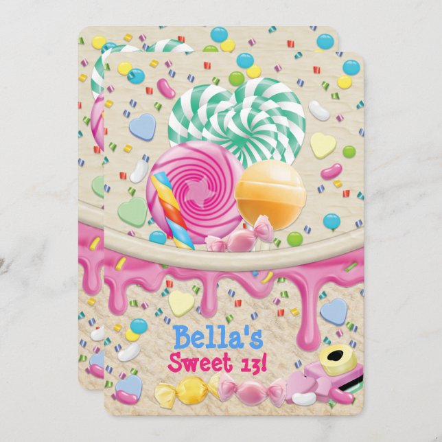 Candy Land Sweetie Birthday Party Invitation (Front/Back)