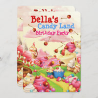 Candy Land Sweetie Birthday Party Invitation