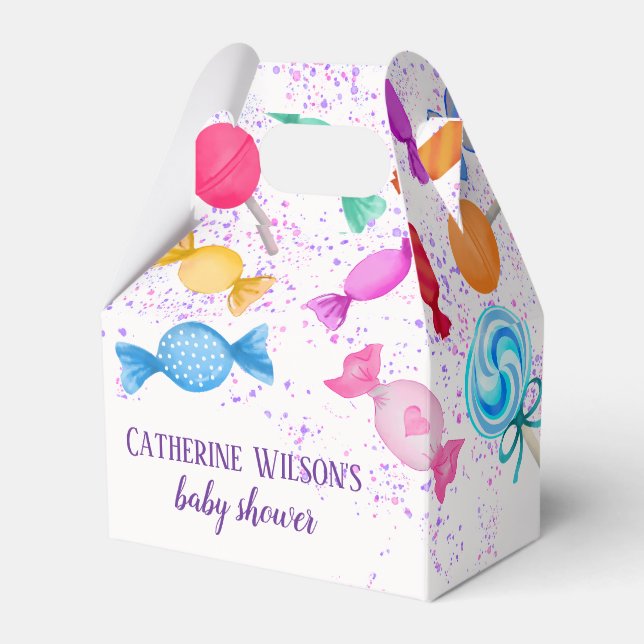 Candy Land Sweets Lollipops Rainfall Baby Shower Favor Boxes (Front Side)