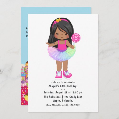 Candy Land Tutu Girl Birthday Party Invitation