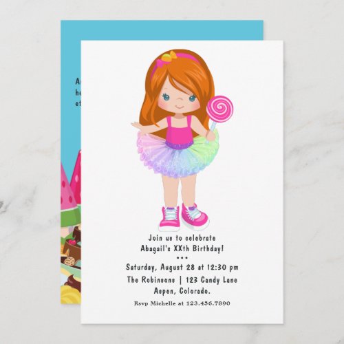 Candy Land Tutu Girl Birthday Party Invitation