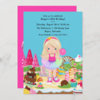 Candy Land Tutu Girl Birthday Party Invitation