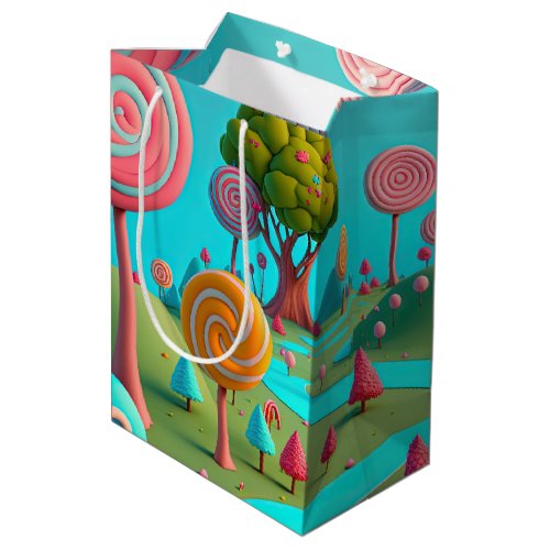 Candy Lane Lollipop Trees Gum Drop Forest Colorful Medium Gift Bag