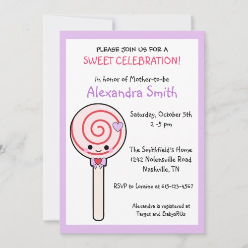 Candy Lollipop Baby Shower Invitation