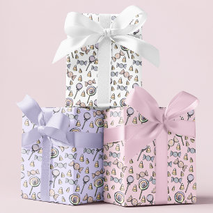 Candy & Lollipop Pattern Baby Girl Wrapping Paper Sheets