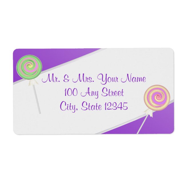 Candy Lollipop Purple Address Label (Front)
