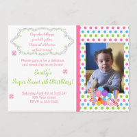 Candy Lollipop Sweet Birthday Photo Invitation