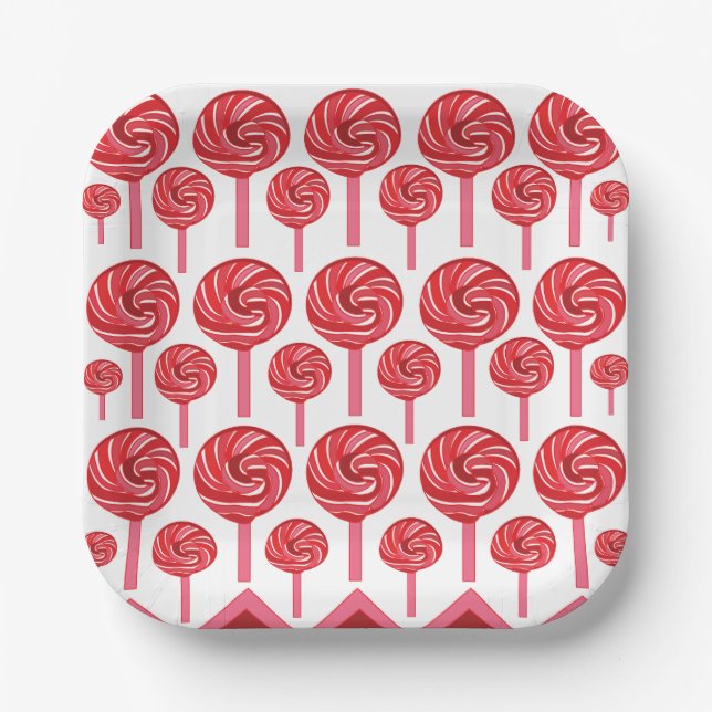 Candy Lollipop Sweet Candy Lollipop Party Paper Plates (Front)