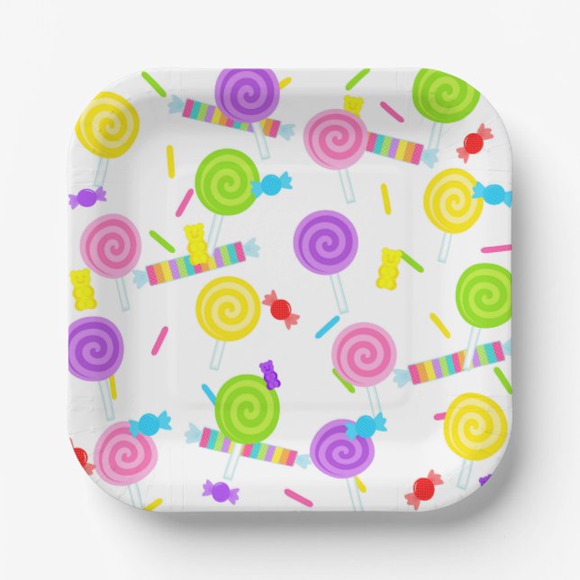 Candy Lollipop Sweet Celebration Paper Plates (Front)