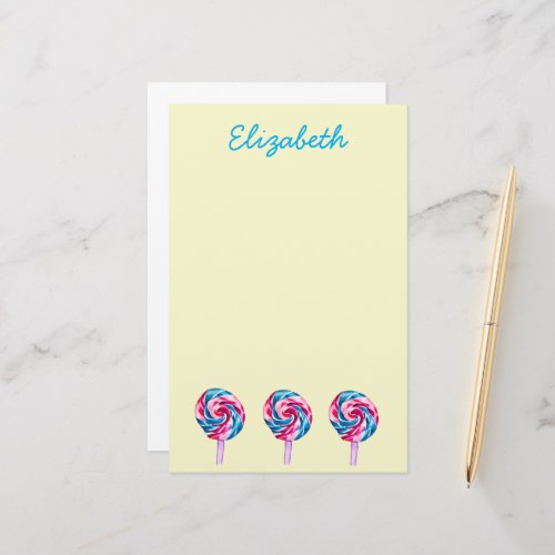 Candy lollipop watercolor sweet art stationery