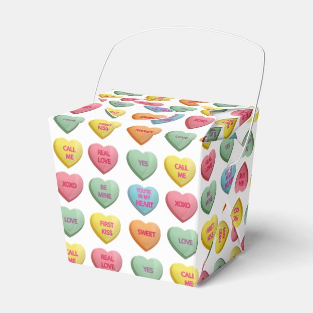 Candy Love Hearts Romantic Words Pattern Favor Boxes (Front Side)