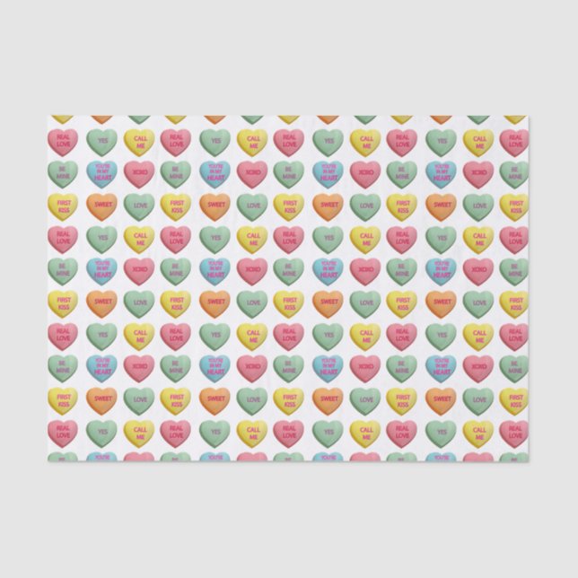 Candy Love Hearts Romantic Words Pattern Tissue Paper (Front)