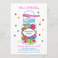 Candy Mason Jar Birthday Invitation