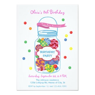 Candy Mason Jar Birthday Invitation