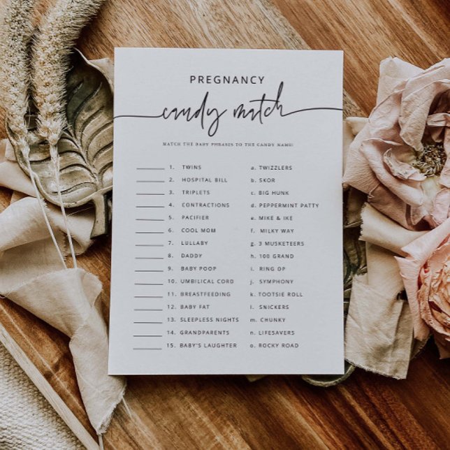 Candy Match Party Game Baby Shower Activity Card (Creator Uploaded)