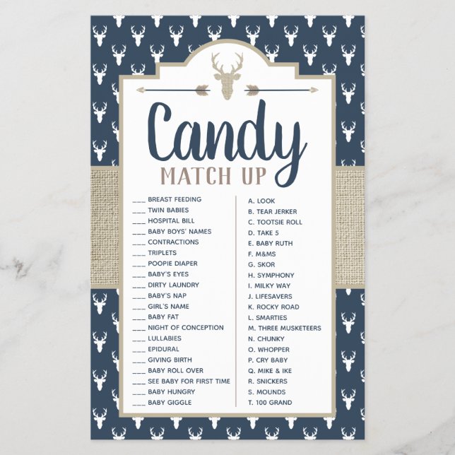 Candy Match Up Game, Baby Shower Game Flyer (Front)