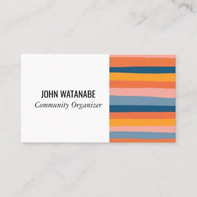 Candy Minimalist Stripes Handmade Business Card (Front)