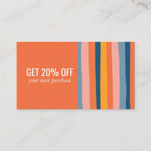 Candy Minimalist Stripes Handmade Orange  Business Card