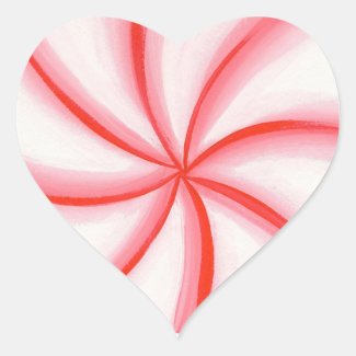 Candy Mint Swirl Heart Shaped Stickers