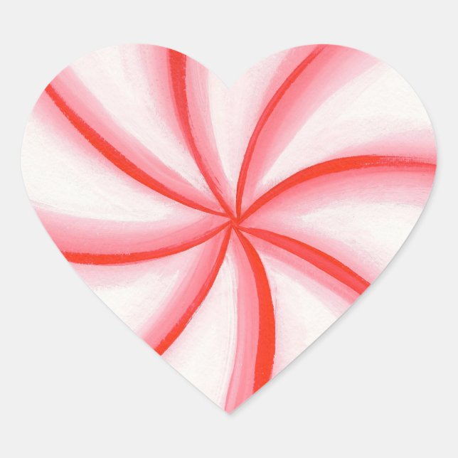 Candy Mint Swirl Heart Shaped Stickers (Front)