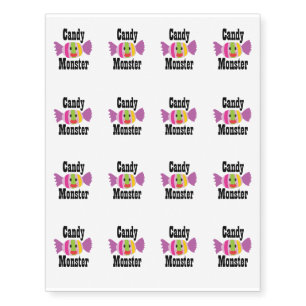 Candy Monster Funny Halloween Temporary Tattoos