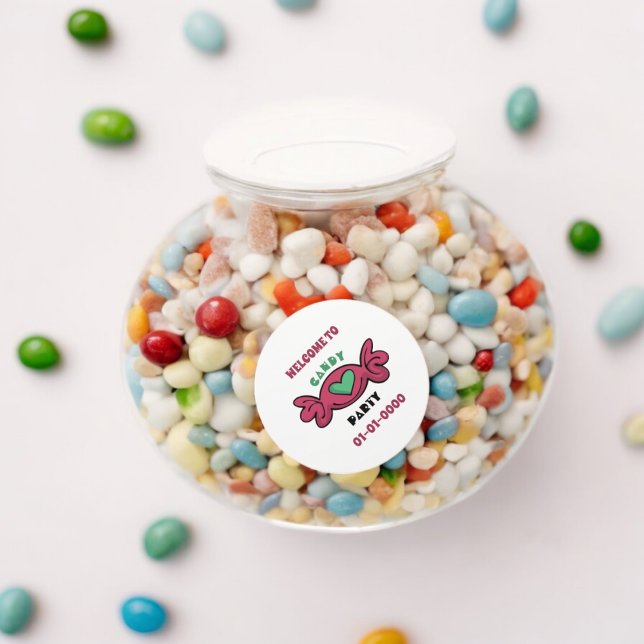 Candy Party Classic Round Sticker (candy treat sweet party theme sticker,birthday party sticker,gift pack,envelope,return gift sticker)