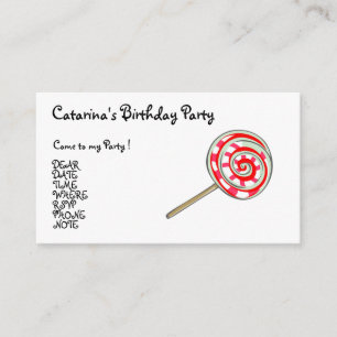 Candy Party- Customized Enclosure Card
