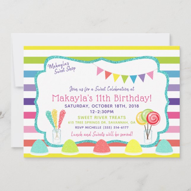 Candy Party Sweet Shop Birthday Party Invitation (Front)