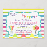 Candy Party Sweet Shop Birthday Party Invitation