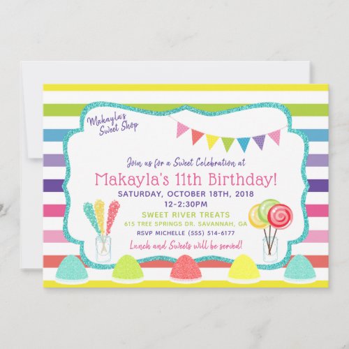 Candy Party Sweet Shop Birthday Party Invitation