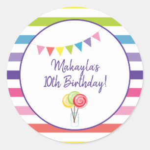 Candy Party Sweet Shop Birthday Party Rainbow Classic Round Sticker