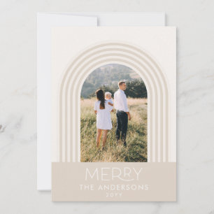 Candy pastel cream stripe rainbow photo Christmas Holiday Card