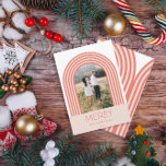 Candy pastel pink stripe rainbow 1 photo Christmas Holiday Card<br><div class="desc">Candy pastel pink stripe rainbow 1 photo Merry Christmas holiday card.</div>