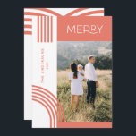 Candy pastel pink stripe rainbow 1 photo Christmas Holiday Card<br><div class="desc">Candy pastel pink modern geometric stripe rainbow 1 photo Merry Christmas holiday card.</div>